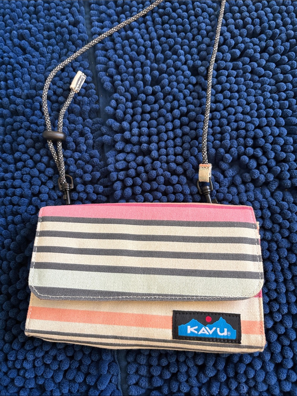 Kavu Pink and Neutral Striped Crossbody bag